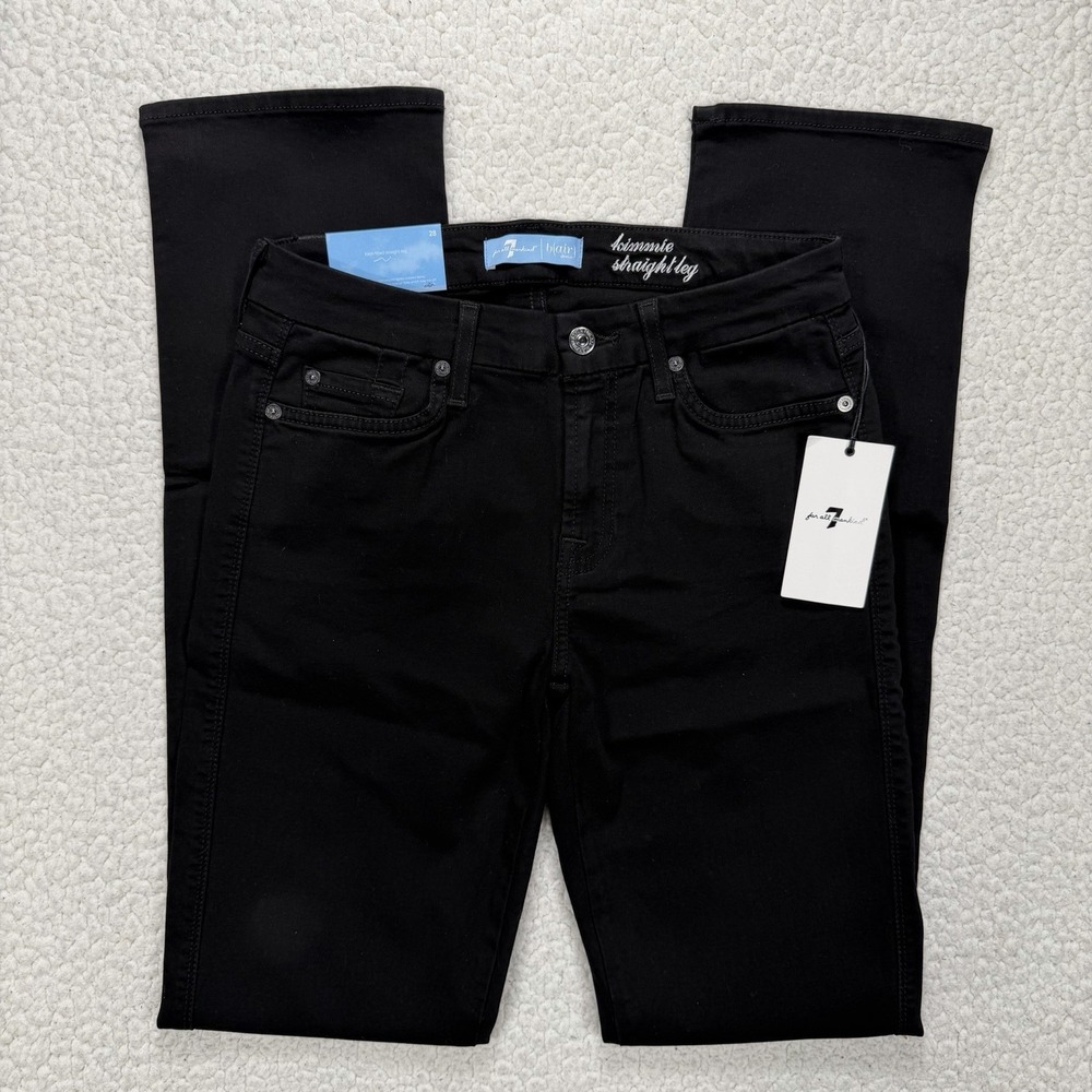 7 For All Mankind Kimmie Straight Jeans‎ Women's 28x33 Black Luxe Boho Minimal